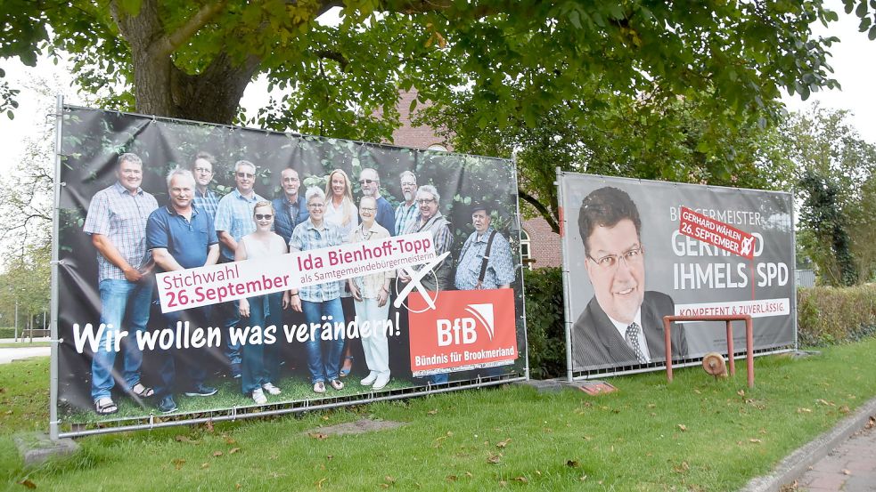 Bei der Stichwahl unterlag die vom BfB unterstützte Herausforderin Ida Bienhoff-Topp dem Amtsinhaber Gerhard Ihmels (SPD) nur knapp. Foto: Thomas Dirks