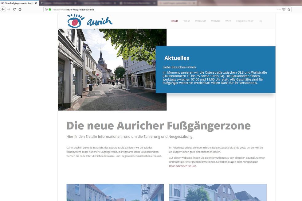 Auf der Internetseite www.neue-fussgaengerzone.de informiert die Stadtverwaltung nicht nur über den Stand der Arbeiten, sondern nimmt auch Anregungen entgegen.