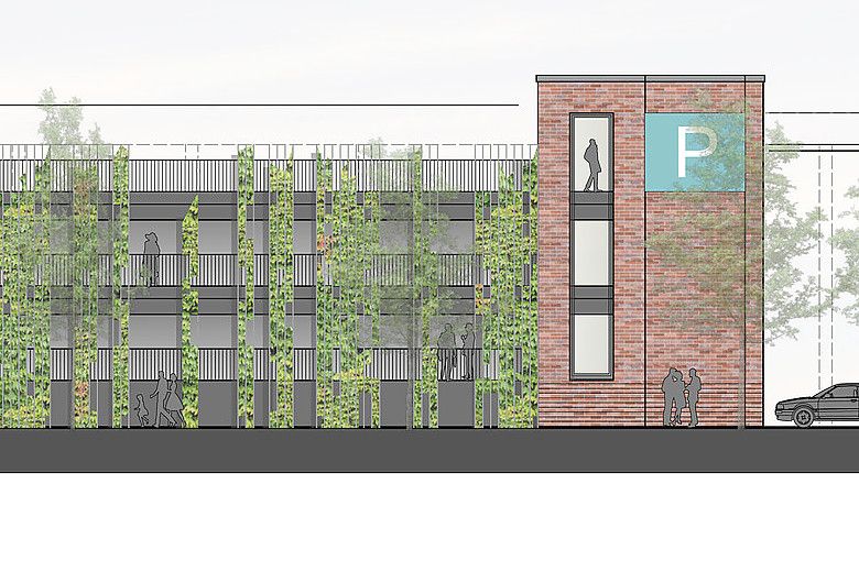 Fast nur aus Pflanzen hätte die vierte Fassade bestanden. Grafik: Büro 3-Ing
