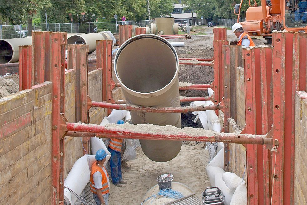 Am Georgswall wurden im Juli 2011 Abwasserrohre mit einem Durchmesser von 1,20 Meter verlegt. Archivfoto: Heino Hermanns