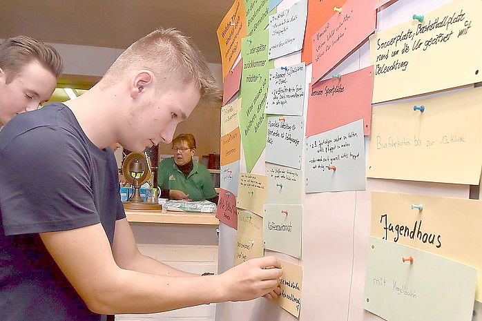 Bei einem Treffen in Leezdorf im November 2019 Ideen notierten Jugendliche ihre Ideen auf Karten, die sie an eine Pinnwand hefteten. Archivfoto: Thomas Dirks