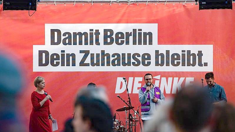 Die Linke macht Wahlkampf in Berlin. Foto: Paul Zinken/dpa