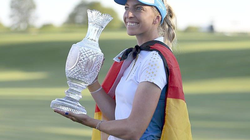Sophia Popov verlor zwar ihr Einzel, aber gewann mit dem europäischen Team den Solheim Cup. Foto: David Dermer/FR171035 AP/dpa