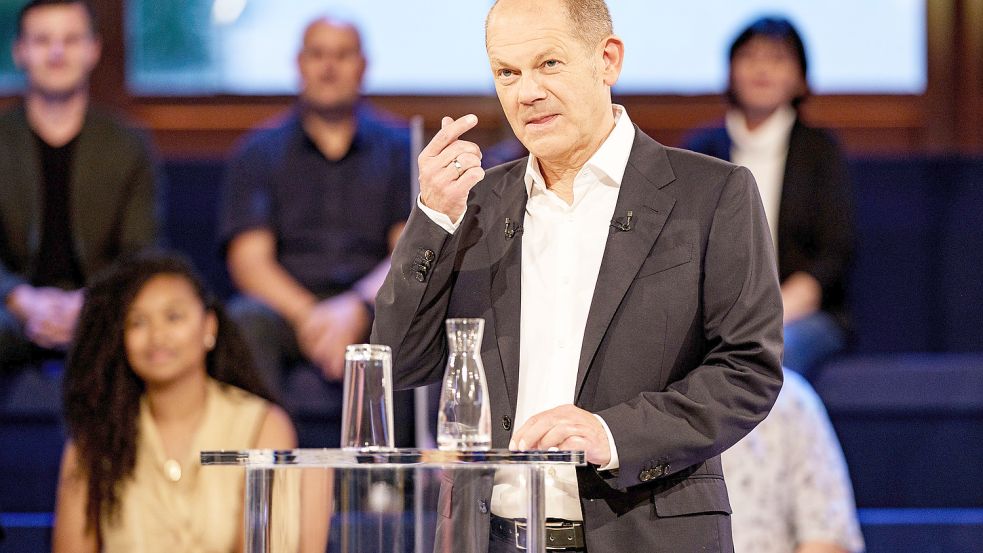 Olaf Scholz hat sich in der ARD-Wahlarena den Fragen von Bürgern gestellt. Foto: dpa/Axel Heimken