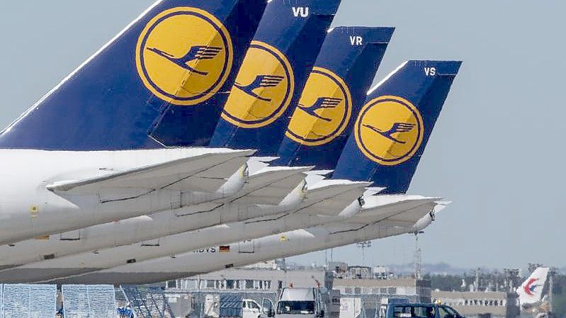 Passagiermaschinen der Lufthansa stehen auf dem Rollfeld des Flughafens Frankfurt. Foto: Boris Roessler/dpa