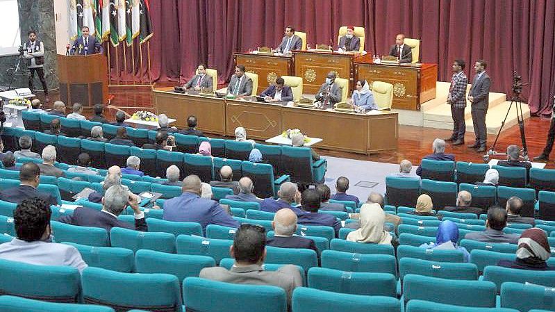 Ein Blick in Libyens Parlament (Archivbild). Foto: Hamza Turkia/XinHua/dpa