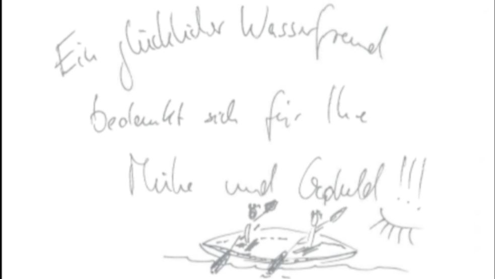 Diesen freundlichen Brief fanden Beamte der Wasserschutzpolizei in Schwerin in ihrem Postkasten Foto: Landeswasserschutzpolizeiamt