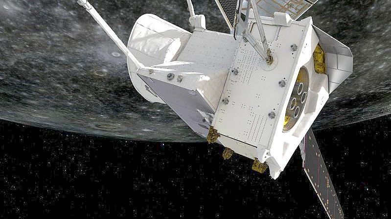 Die Merkur-Sonde „BepiColombo“. Foto: ESA/ATG medialab/dpa/Illustration