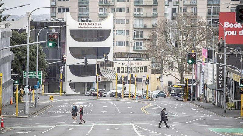Fast menschenleer ist das zentrale Geschäftsviertel von Auckland. Foto: Michael Craig/New Zealand Herald/dpa