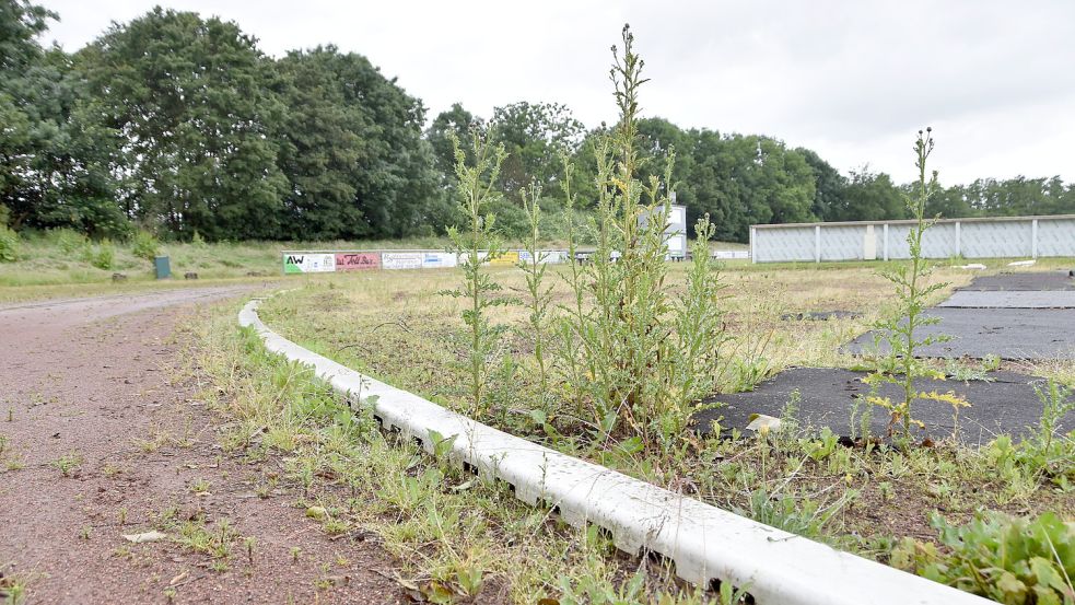 Die Sportanlagen in Upgant-Schott (hier ein Foto aus diesem Sommer) wirken an einigen Stellen ungepflegt. Archivfoto: Thomas Dirks