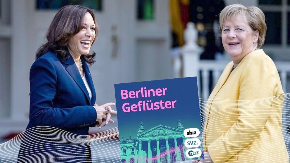 Ein Bild für die Geschichtsbücher: Kamala Harris, erste US-Vizepräsidentin, und Angela Merkel, erste Frau im Kanzleramt, gemeinsam in Washington. Foto: Foto: dpa/Kay Nietfeld