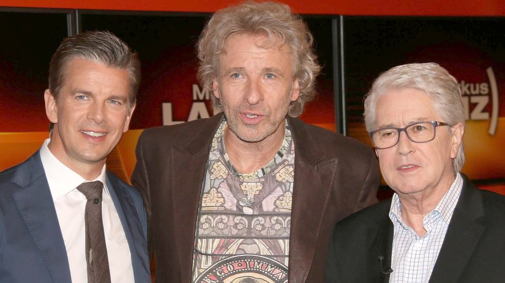 Ex-„Wetten, dass..?“-Moderatoren unter sich: Markus Lanz, (v.l.), Thomas Gottschalk und Frank Elstner. Foto: imago/APress Foto: imago/APress