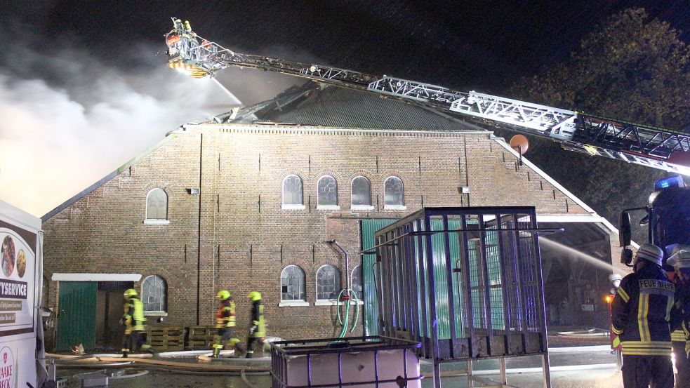 Ein großer Gulfhof stand gegen ein Uhr in der Nacht zu Freitag in Flammen. Foto: Karin Böhmer