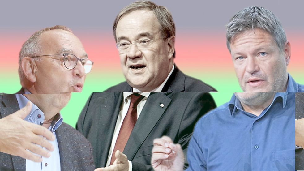 Wohl nicht mehr lange Parteichefs (von links): Norbert Walter-Borjans, Armin Laschet, Robert Habeck. Foto: W. Kumm/H.-C. Dittrich/M. Kappeler, dpa