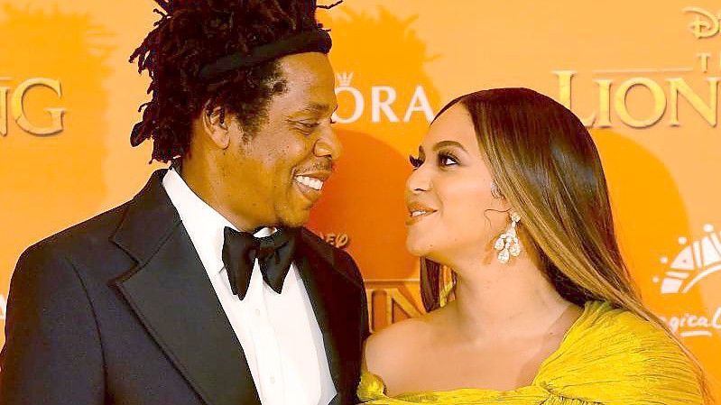 Jay-Z und Beyoncé bei der Europa-Premiere von „König der Löwen“ in London 2019. Foto: Ian West/PA Wire/dpa