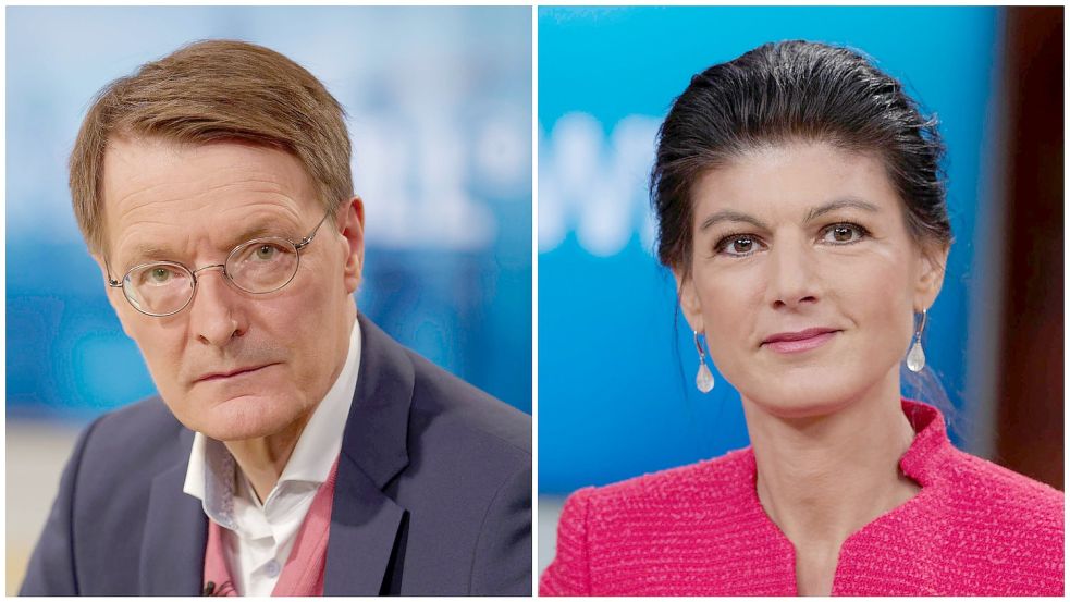 ARD-Talk von Anne Will: Die ungeimpfte Sahra Wagenknecht (Linke) liefert sich einen Schlagabtausch mit Karl Lauterbach zum Thema Impfschäden. Foto: imago-images/Jürgen Heinrich/Collage: dab