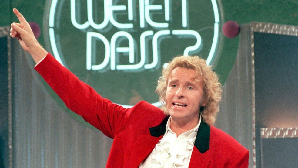 Heute feiert Thomas Gottschalk das „Wetten, dass...?“-Revival. Archivbild aus dem Dezember 1995. Foto: dpa/Bernd Wüstneck