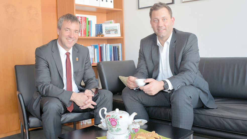 Tee mit MdB: Johann Saathoff und Lars Klingbeil. Foto: privat
