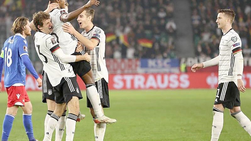 Die deutsche Nationalmannschaft hat 9:0 gegen Liechtenstein gewonnen. Foto: Christian Charisius/dpa