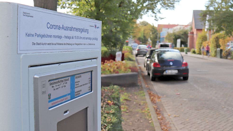 Seit Mitte vorigen Jahres gelten wegen der Corona-Pandemie reduzierte Parkgebühren in Aurich. Foto: Heino Hermanns