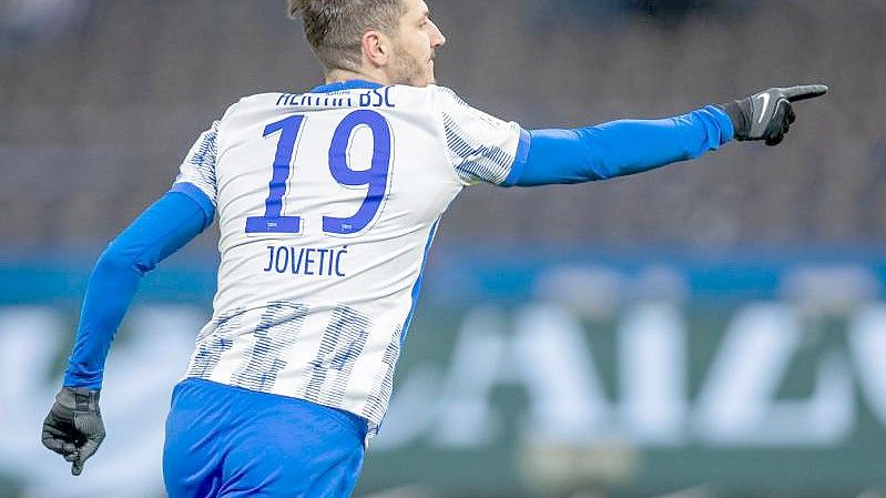 Stefan Jovetic traf erneut für Hertha BSC. Foto: Andreas Gora/dpa