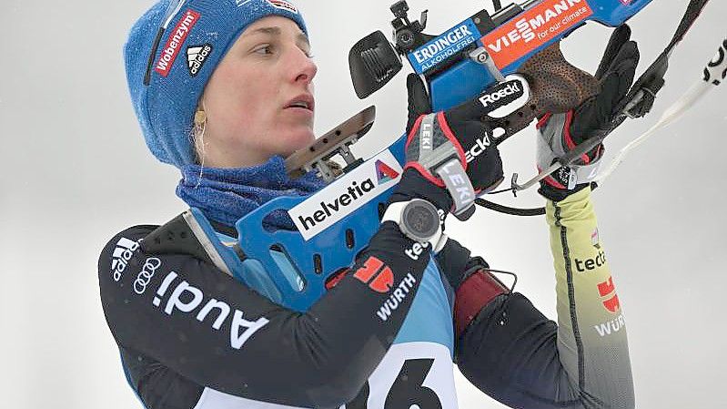 Ist mit Deutschlands Mixed-Staffel in Oberhof im Einsatz: Vanessa Hinz. Foto: Hendrik Schmidt/dpa-Zentralbild/ZB