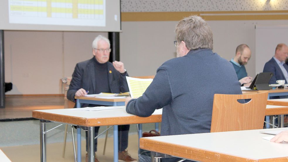 Mal am I-Pad, mal mit einnem Ausdruck - die Ratsmitglieder wie hier Detlev Schoone und Hans Freese verfolgten die Haushaltspräsentation im Detail. Foto: Karin Böhmer