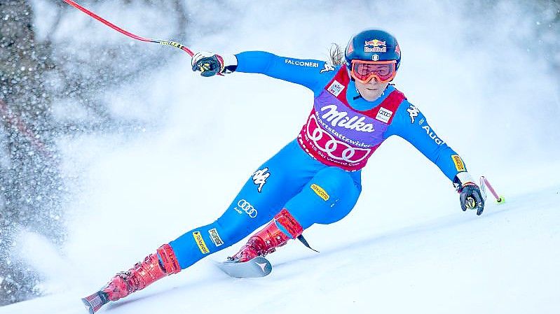 Sofia Goggia aus Italien gewann ihr Heimrennen in Cortina d'Ampezzo. Foto: Expa/Johann Groder/APA/dpa