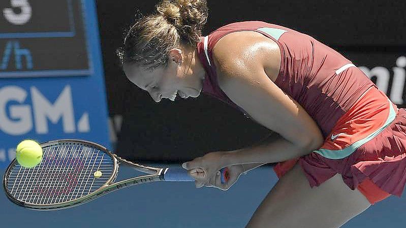 Madison Keys aus den USA feiert nach ihrem Sieg. Foto: Andy Brownbill/AP/dpa