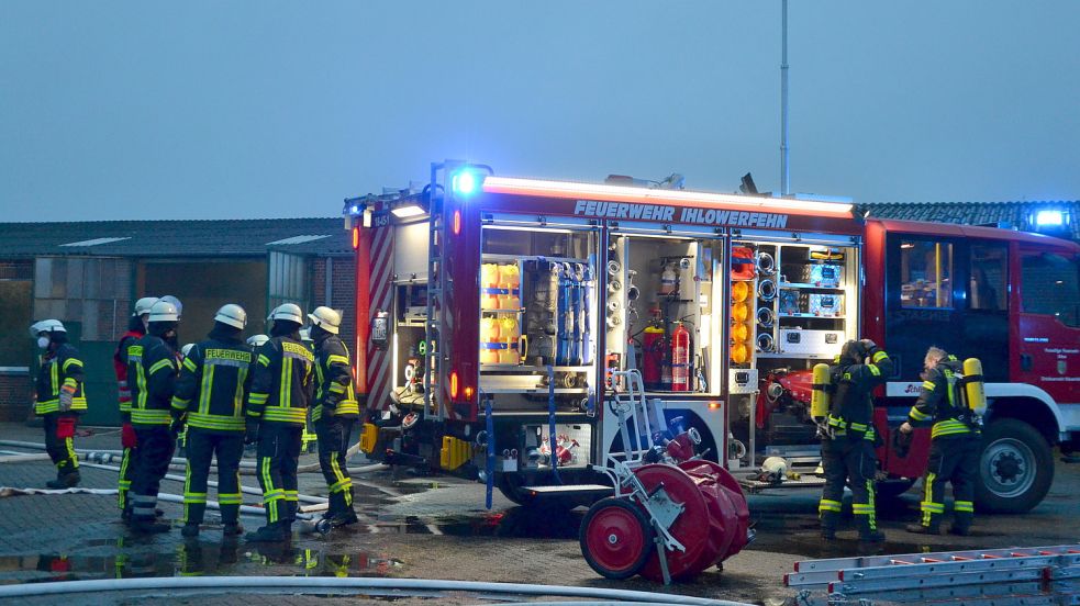Die Feuerwehr Ihlowerfehn war am Donnerstagmorgen bei einem Brand in Ostersander im Einsatz. Foto: Franziska Otto
