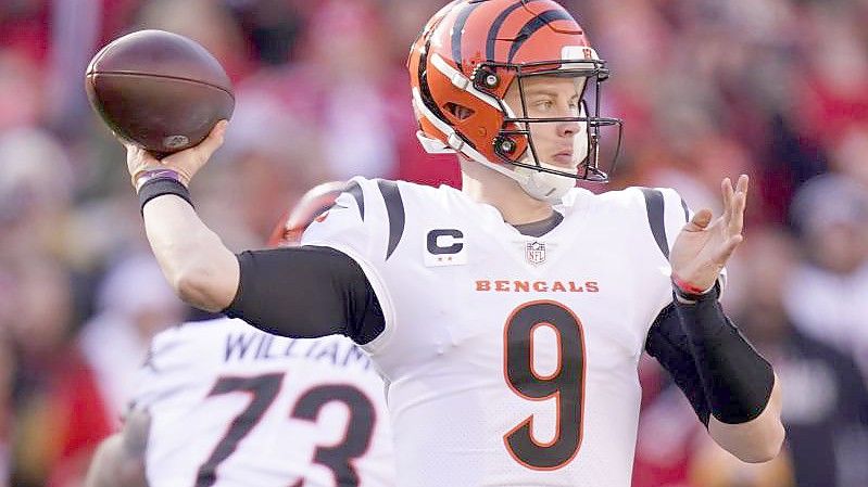 Quarterback Joe Burrow steht mit den Cincinnati Bengals im Super Bowl. Foto: Eric Gay/AP/dpa