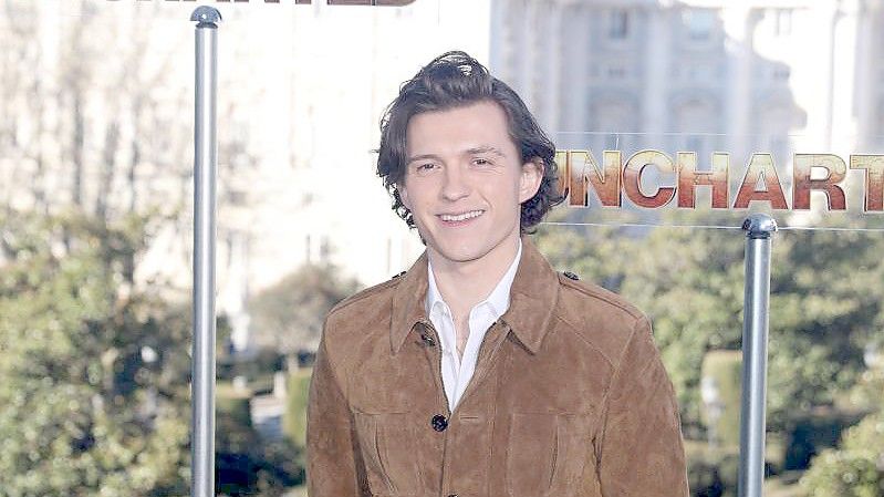 Tom Holland stellte seinen Film „Uncharted“ in Madrid vor. Foto: Isabel Infantes/EUROPA PRESS/dpa