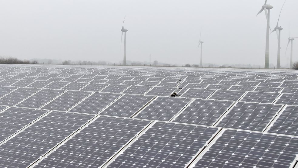 Die bisher einzige Fotovoltaik-Anlage im Brookmerland steht nahe dem Windpark in Osteel. Foto: Thomas Dirks