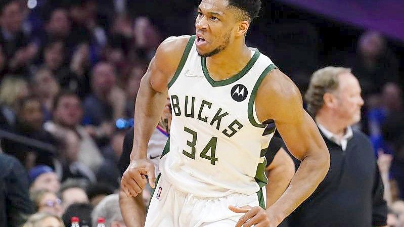 Giannis Antetokounmpo erzielte in seiner Karriere bisher 14.216 Punkte für die Milwaukee Bucks. Foto: Matt Slocum/AP/dpa