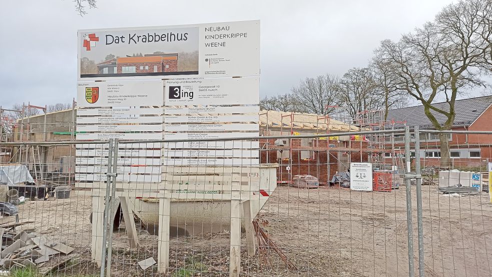Ab Sommer sollen hier zwei Krippengruppen einziehen: Der Neubau neben der Grunschule in Weene. Foto: Imke Cirksena