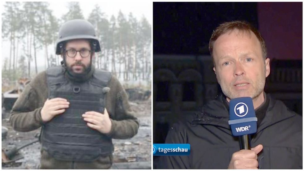 Paul Ronzheimer von der „BILD“ und ARD-Korrespondent Georg Restle streiten über das Wort „mutmaßlich“. Foto: ARD/BILD/Screenshot Benedict