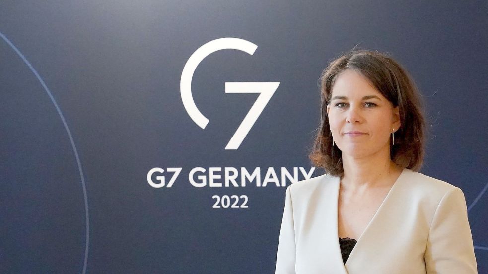Bundesaußenminister Annalena Baerbock beim G7-Treffen in Weißenhäuser Strand. Foto: Marcus Brandt/dpa-Pool/dpa