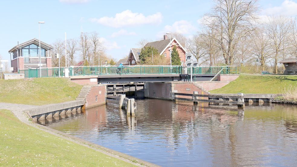 Die Schleuse Kukelorum im Verlauf des Ems-Jade-Kanals im April 2021. Foto: Heino Hermanns