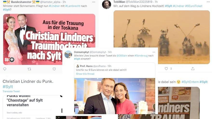 Christian Lindners geplante Hochzeit auf Sylt sorgt auf Twitter für Wirbel. Foto: Screenshots: Twitter
