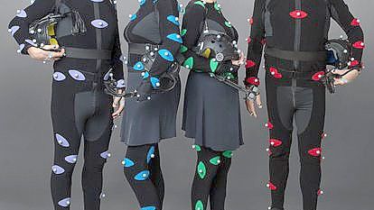 Auf dem Weg zum Abbatar: Benny, Agnetha, Anna-Frid und Björn mit den Anzügen, mit denen sie für die Abba-Voyage-Show gefilmt wurden. Foto: Baillie Walsh