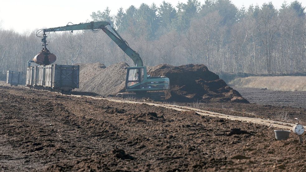 Noch immer wird in Deutschland Torf abgebaut, wie hier in Gnarrenburg (Landkreis Rotenburg). Archivfoto: DPA