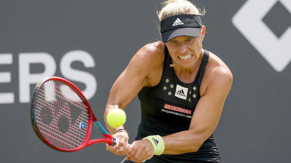 Hat sich gegen die Russin Anastasia Gasanowa durchgesetzt: Angelique Kerber in Aktion. Foto: Joaquim Ferreira/dpa