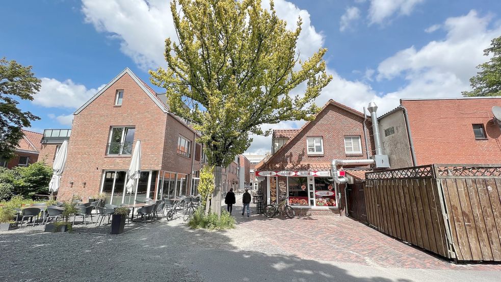 Der Carolinengang in der Auricher Innenstadt soll umgestaltet werden. Eine Goldulme soll dafür weichen. Foto: Volker Altrock