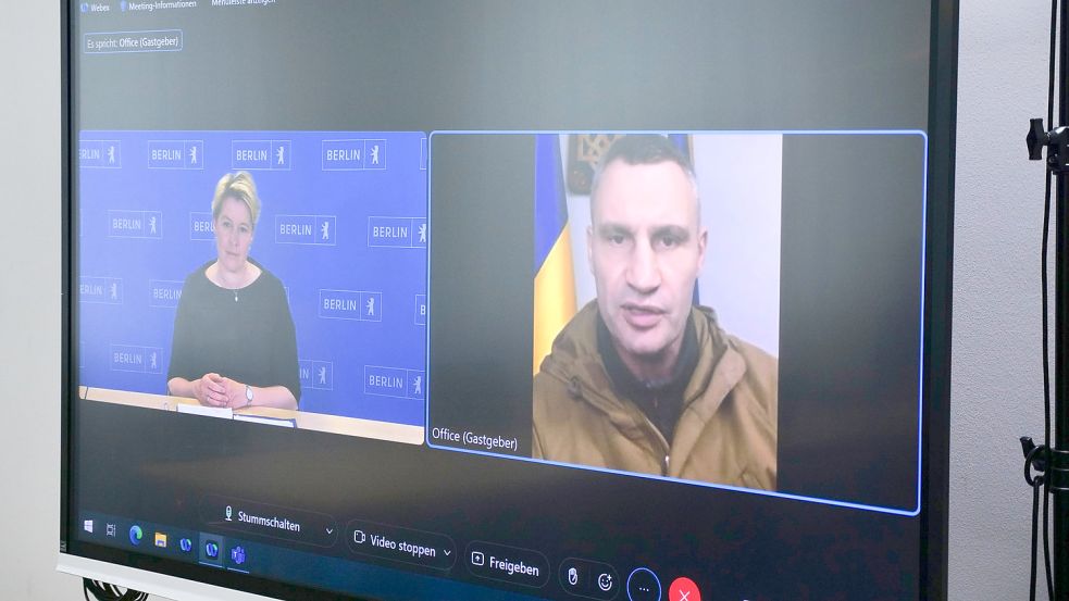Franziska Giffey telefonierte am Freitag mit einem vermeintlichen Vitali Klitschko. Der Anrufer stellte sich im Nachhinein als Fake heraus. Foto: dpa/Senatskanzlei Berlin