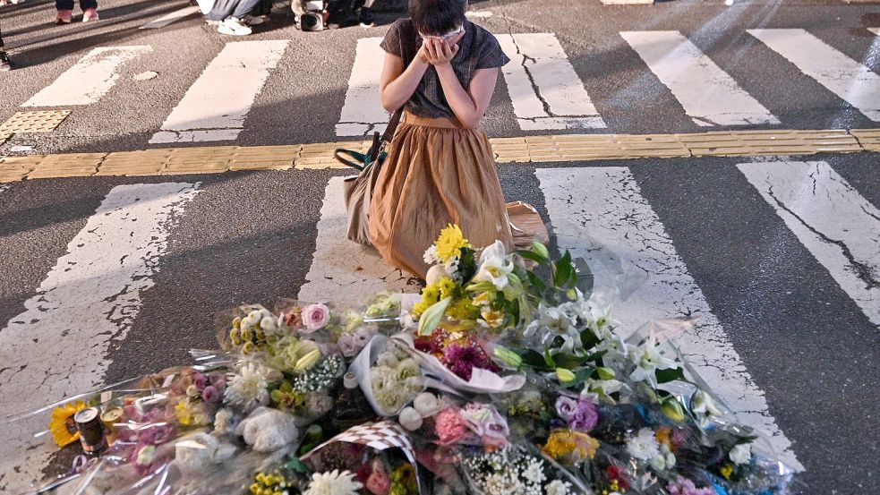 Trauer in Japan: Shinzo Abe, der ehemalige japanische Regierungschef wurde erschossen. Foto: PHILIP FONG/AFP