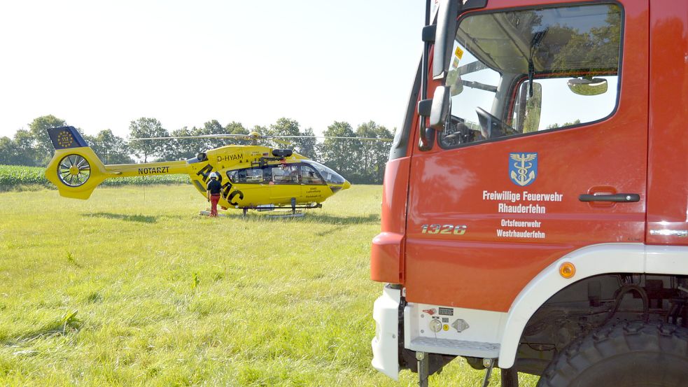 Die Unfallfahrerin wurde mit dem Rettungshubschrauber abtransportiert. Foto. Weers