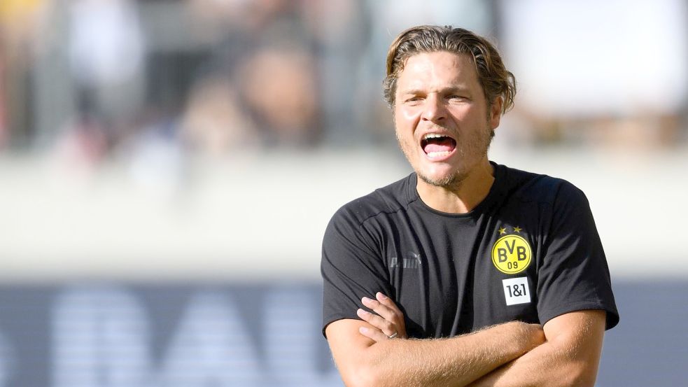 Kommt bei den Dortmunder Fans schon mal gut an: BVB-Trainer Edin Terzic. Foto: Robert Michael/dpa