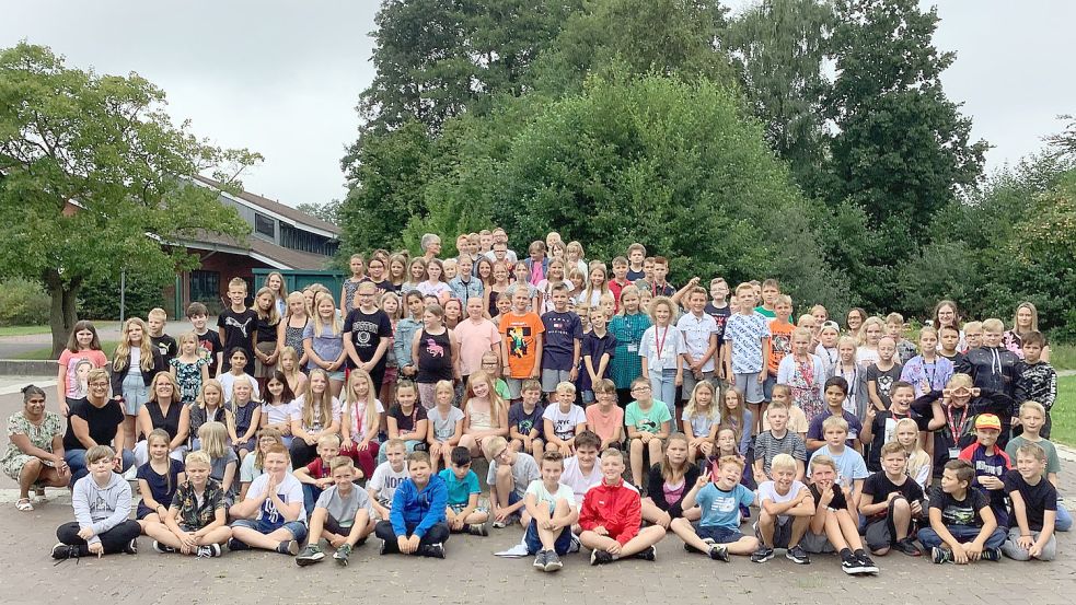 132 Fünftklässler haben die KGS Großefehn als weiterführende Schule gewählt. Sie gehen erwartungsvoll in das neue Schuljahr. Foto: KGS Großefehn