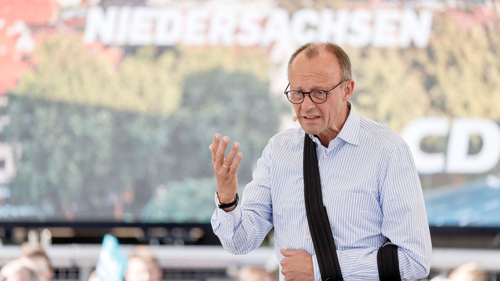 Friedrich Merz, hier bei einer Wahlkampfveranstaltung der CDU zur Landtagswahl in Niedersachsen. Foto: Michael Gründel