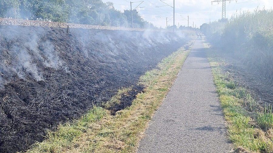 Einer der Flächenbrände zwischen Ihrhove und Neermoor. Foto: Feuerwehr